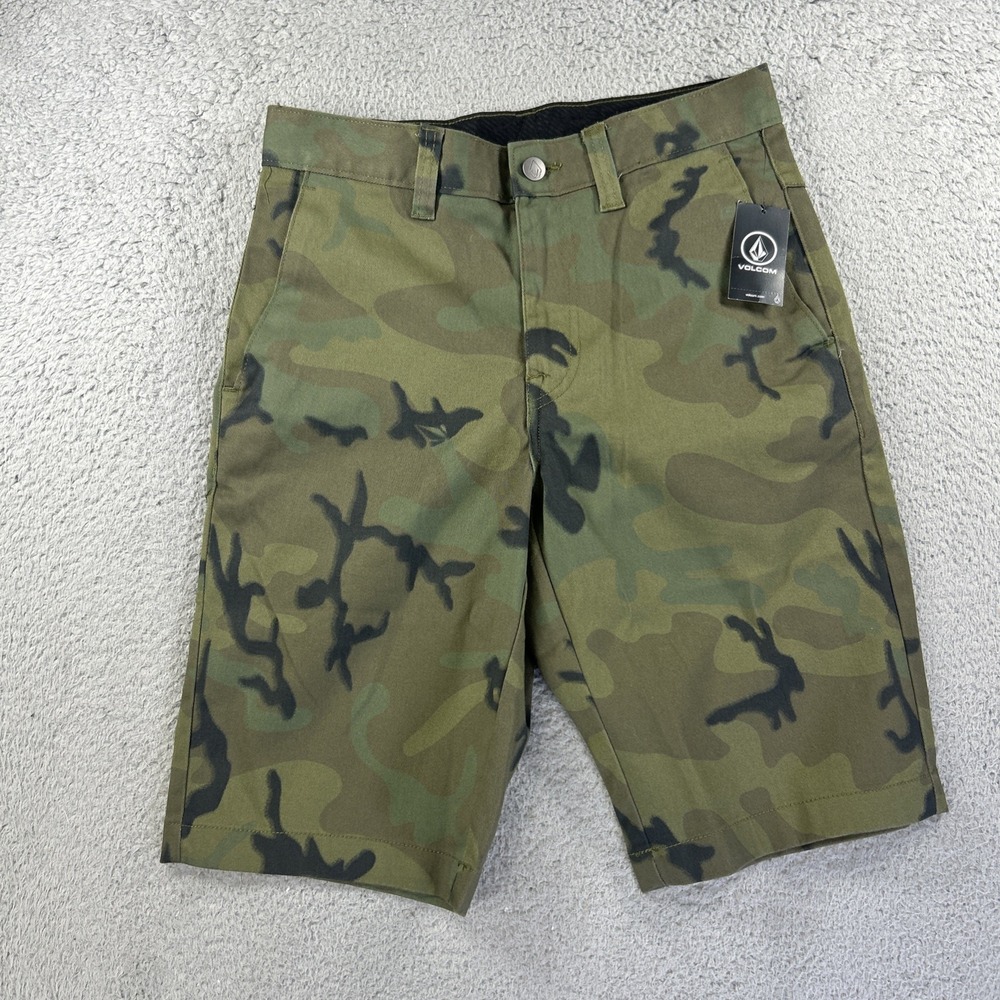 Volcom Shorts Mens‎ 28 Green Camo Chino Vmonty Stretch 22 Skate Military NEW